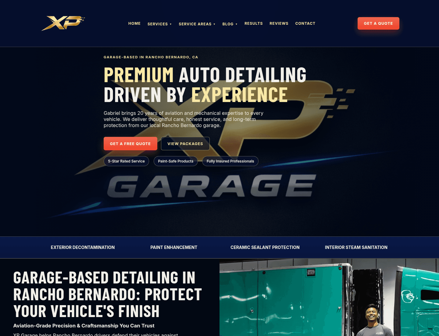 XP Garage website built and marketed by Felix Crego and BuildVora
